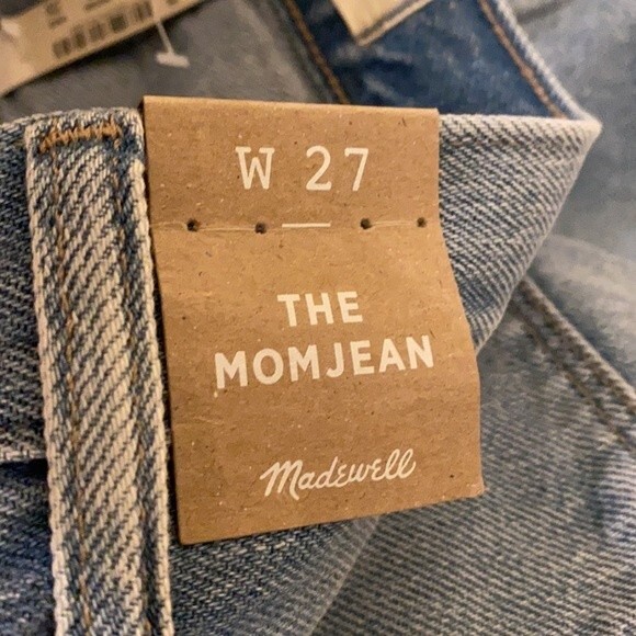Madewell Jeans Momjean Gilford Wash Ripped Edition High Rise Denim Light Blue - Picture 8 of 11